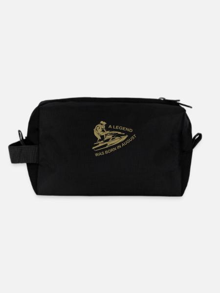 Jet Ski Rider Août Cadeaux d’anniversaire - Trousse de toilette en tissu recyclé - noir - Dos