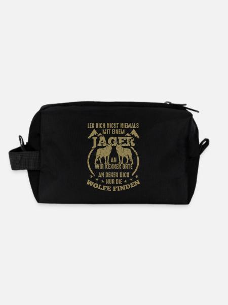 Jäger T-Shirt Leg dich niemals mit einem Jäger an - Recycelte Kulturtasche - Schwarz - Hinten