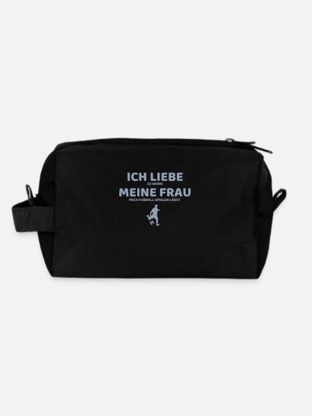 fußball ich liebe meine frau - Recycelte Kulturtasche - Schwarz - Hinten