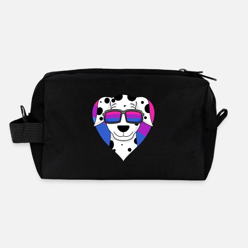 Chien dalmate bisexuel - chien avec lunettes Trousse de toilette en tissu recyclé