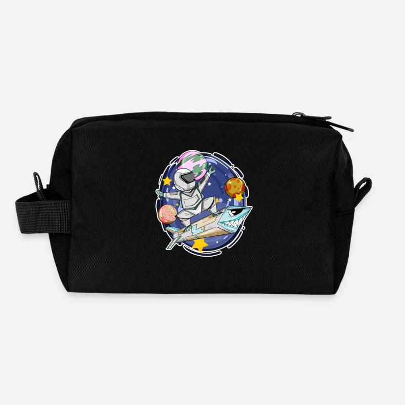 Astronaut Junge im Weltall mit Raketen - Recycelte Kulturtasche - Schwarz