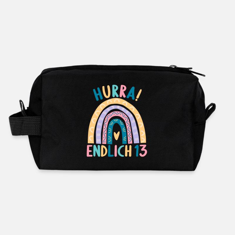 13 Jahre alt Rainbow Regenbogen 13. Geburtstag - Recycelte Kulturtasche - Schwarz