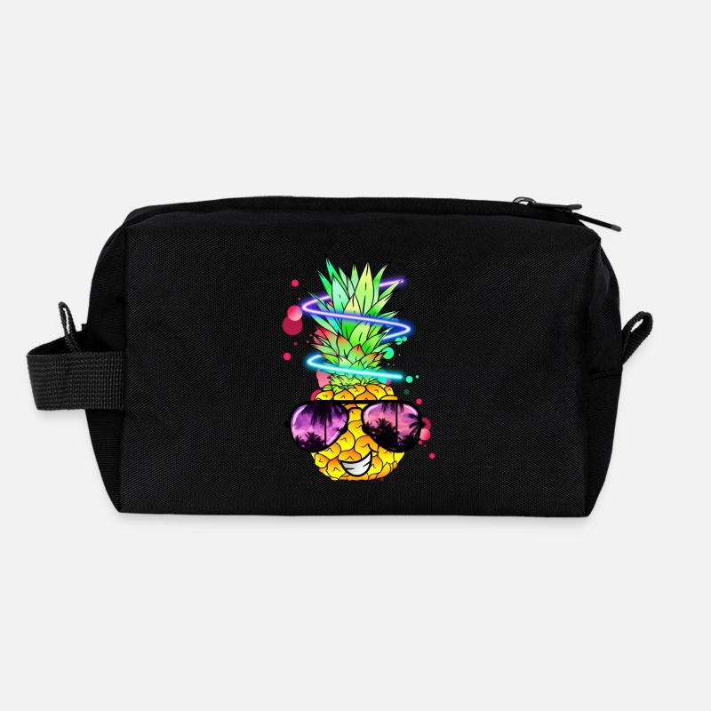 cool pineapple with neon spiral Recycled Toiletry Zip Bag