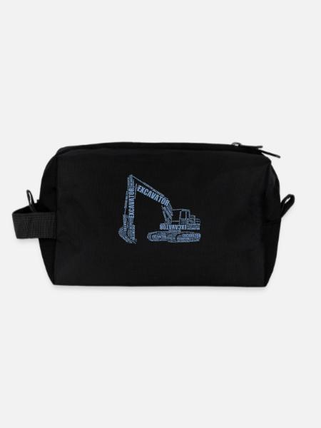 Excavator excavator driver from words Excavator driver - Recycled Toiletry Zip Bag - black - Back