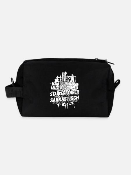 Ich bin Staplerfahrer wenn ich sarkastisch werde - Recycelte Kulturtasche - Schwarz - Hinten
