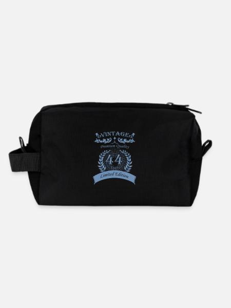44th Birthday Gifts Vintage Brother - Recycled Toiletry Zip Bag - black - Back