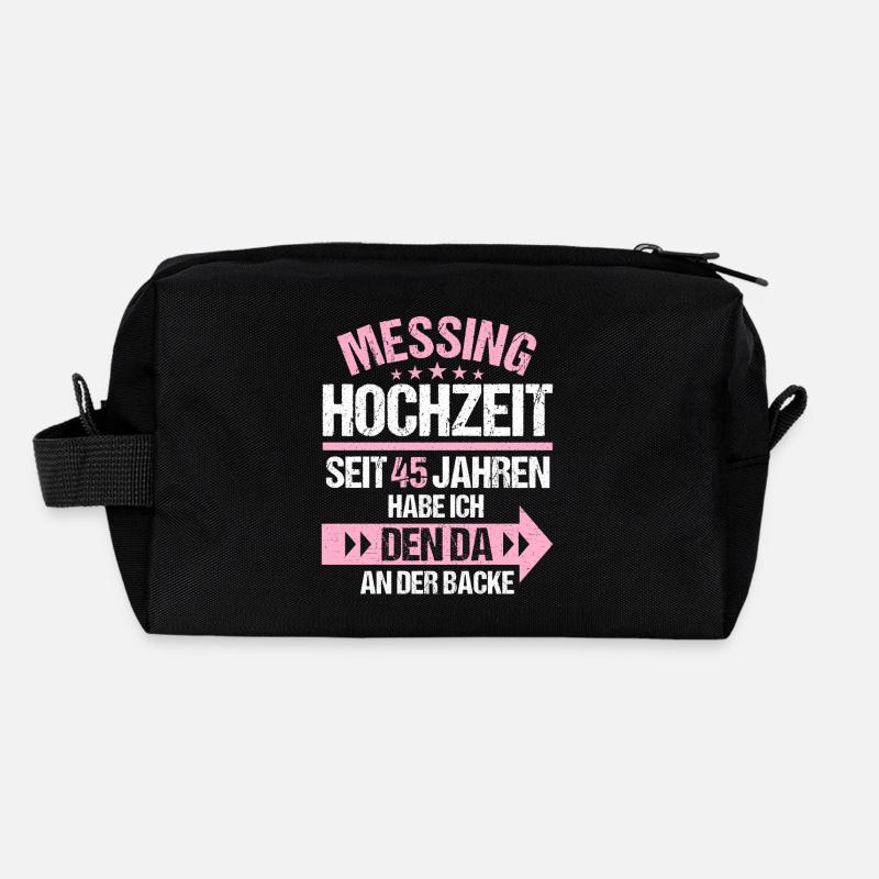 45 verheiratet Messing Hochzeit 45.Hochzeitstag - Recycelte Kulturtasche - Schwarz