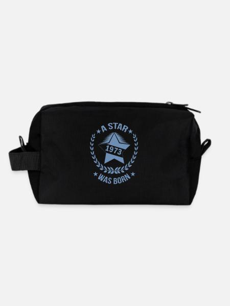 A star was born in 1973 - Recycled Toiletry Zip Bag - black - Back