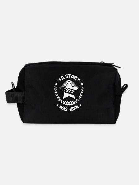 A star was born in 1973 - Recycled Toiletry Zip Bag - black - Back