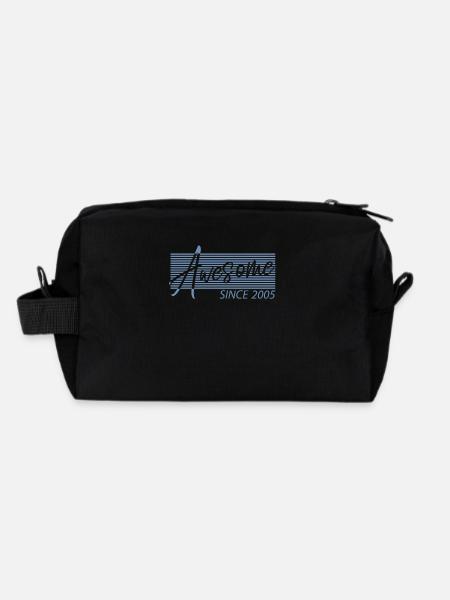 Awesome Since 2005 Birthday Sayings Retro - Recycled Toiletry Zip Bag - black - Back