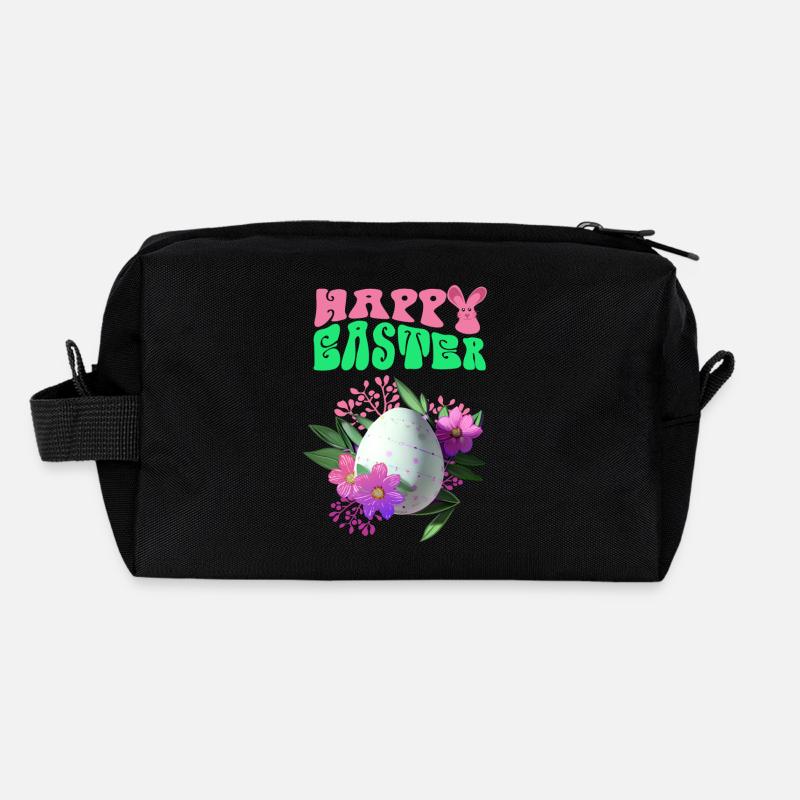 Happy Easter Flowers Easter Egg Recycled Toiletry Zip Bag