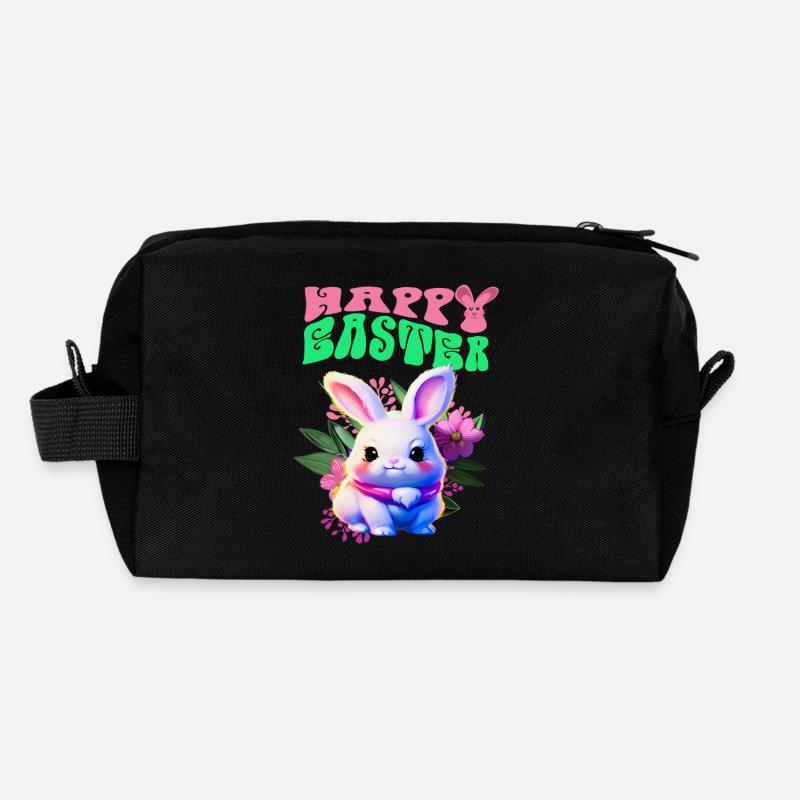 Lapin de Pâques - lapin doux Joyeuses Pâques Trousse de toilette en tissu recyclé