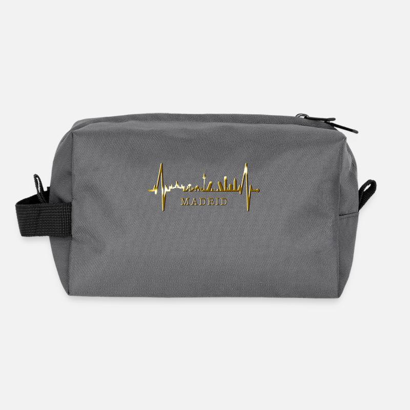 Madrid Skyline Heartbeat Spain Silhouette Pulse Recycled Toiletry Zip Bag
