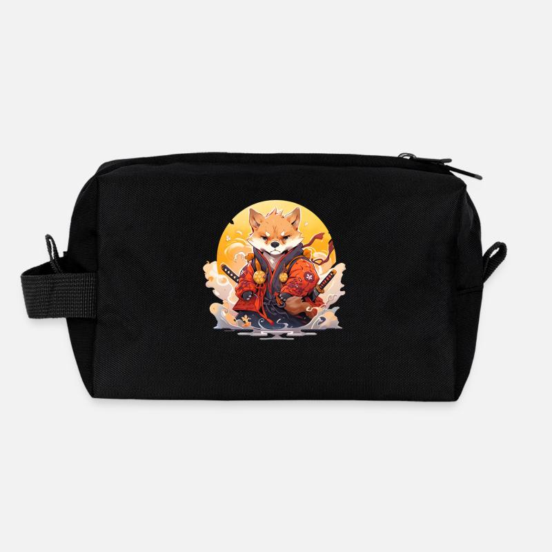 Asia Corki Japanese Samurai Samurai - Recycled Toiletry Zip Bag - black