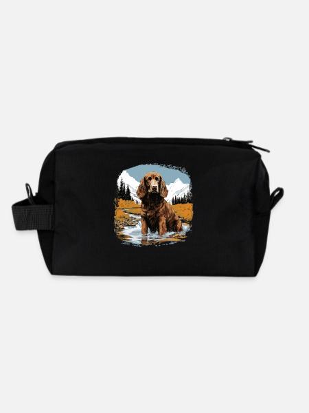 Chien Épagneul d’eau américain - Trousse de toilette en tissu recyclé - noir - Dos