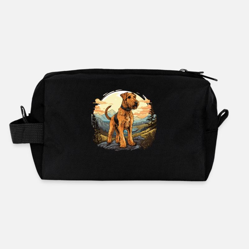 Chien Airedale Terrier Trousse de toilette en tissu recyclé