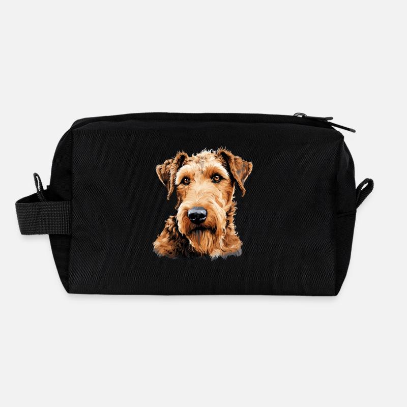 Hund Airedale Terrier - Recycelte Kulturtasche - Schwarz