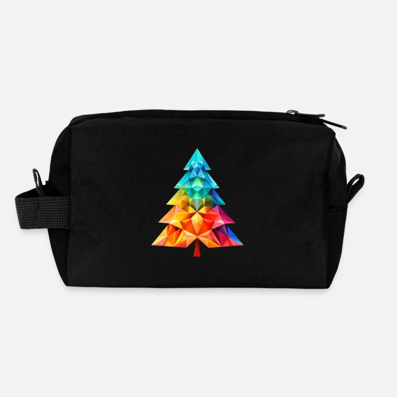 Magie polyvalente : Arbre de Noël polygonal coloré Trousse de toilette en tissu recyclé