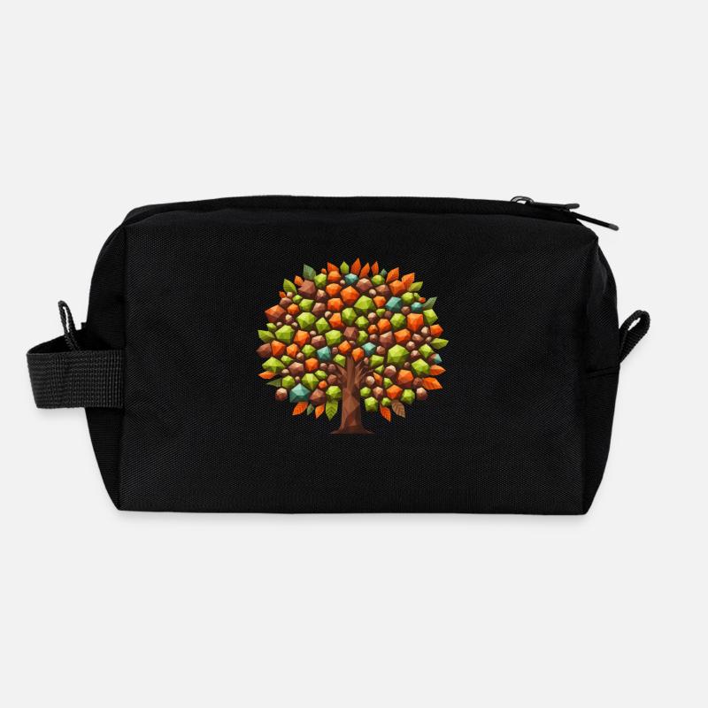 Autumn Elegance: Polygonal Deciduous Tree in Recycled Toiletry Zip Bag