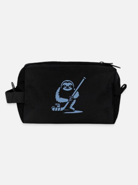 Faultier Eishockey Silhouette - Recycelte Kulturtasche - Schwarz - Hinten