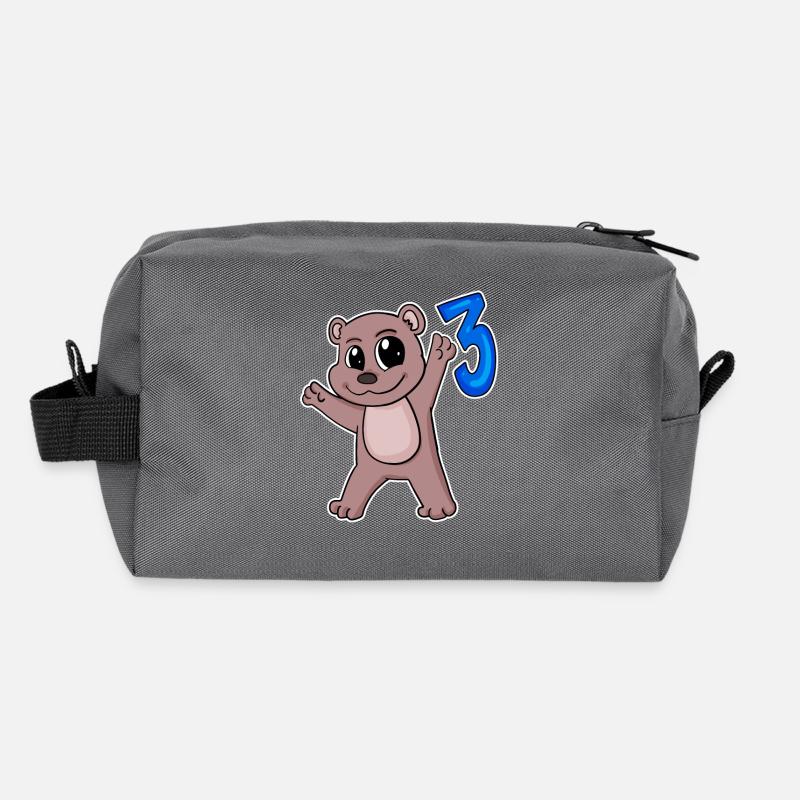 3rd Birthday Motif Bear - Three Years Old Recycled Toiletry Zip Bag