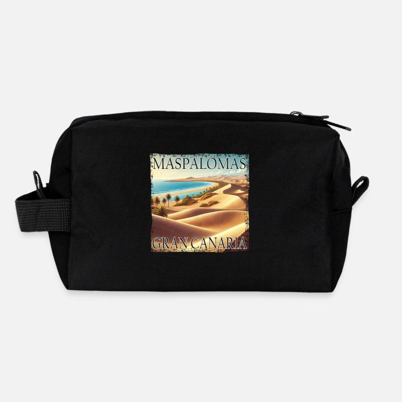 Maspalomas Gran Canaria Strand Sommer Wüste - Recycelte Kulturtasche - Schwarz