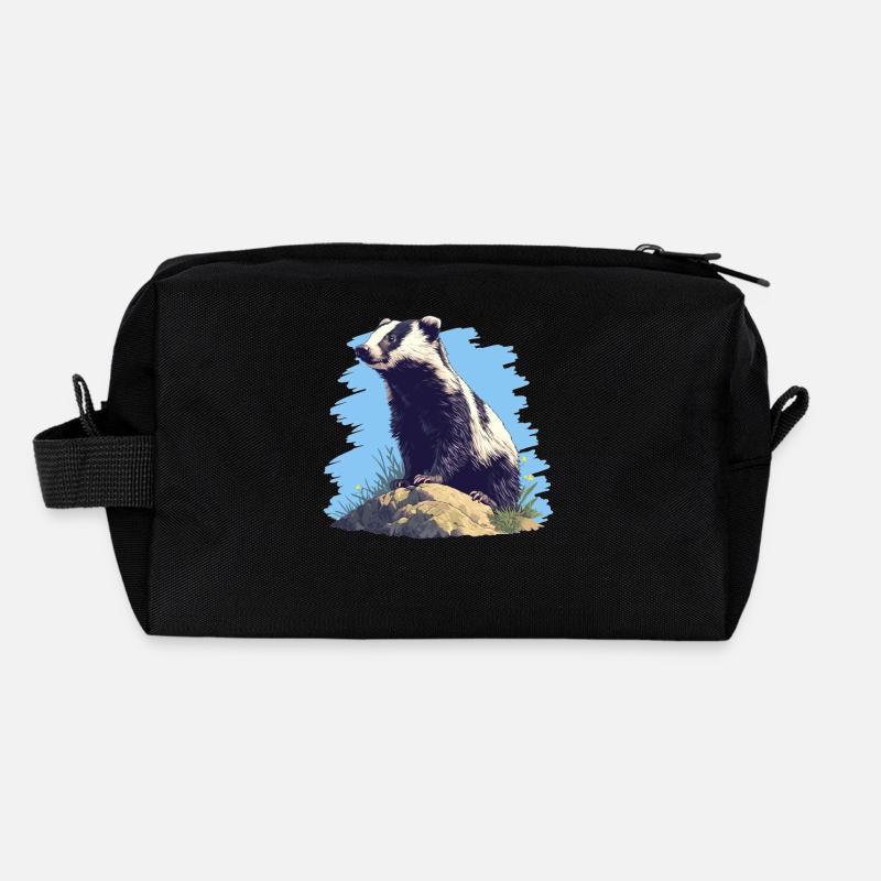 Badger Dachse Dachs - Recycelte Kulturtasche - Schwarz