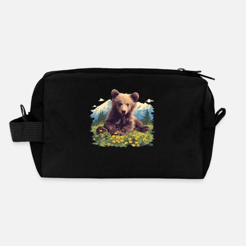 Bear Bären Bär - Recycelte Kulturtasche - Schwarz