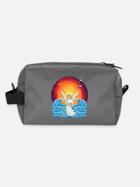 Angel Sunset Sea Waves Nature - Recycled Toiletry Zip Bag - anthracite - Back