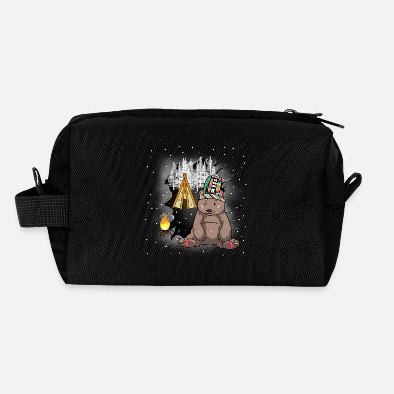 Chaman Ours Tipi Feu de camp Ours du Far West Trousse de toilette en tissu recyclé