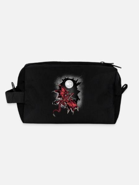 Moon Dragon Dragon Mythical Creature - Recycled Toiletry Zip Bag - black - Back