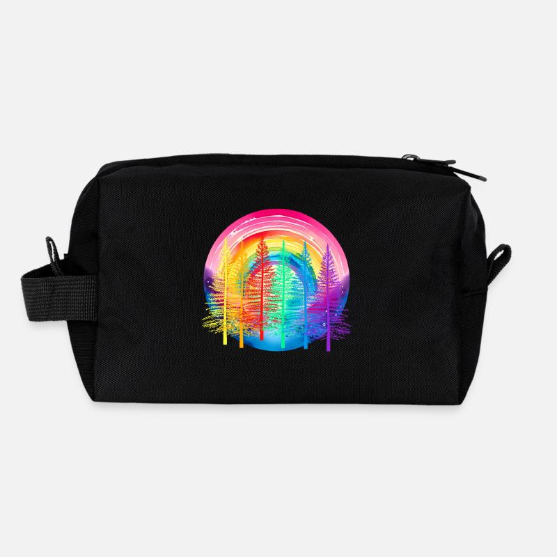 Regenbogen Wald LGBT Nadelwald Regenbogenfahne - Recycelte Kulturtasche - Schwarz