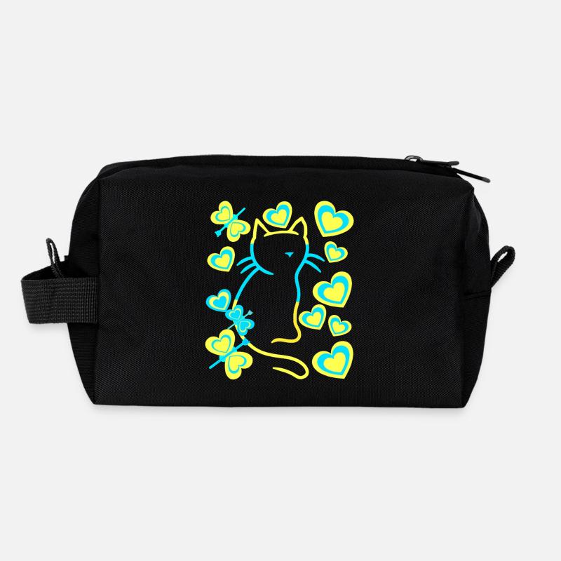 Chat Rétro Chats Vintage 80s 90s Enfants Trousse de toilette en tissu recyclé