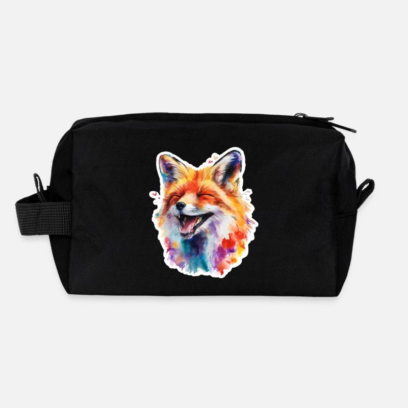 Colorful Fox in Watercolor Recycled Toiletry Zip Bag