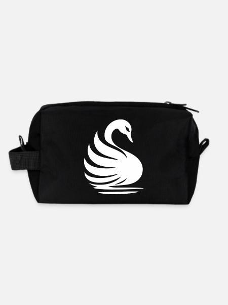 Silhouette élégante de cygne : la grâce sur l’eau - Trousse de toilette en tissu recyclé - noir - Dos