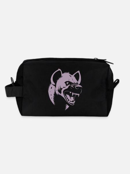 Minimalistische Hyäne Silhouette Brüllend - Recycelte Kulturtasche - Schwarz - Hinten
