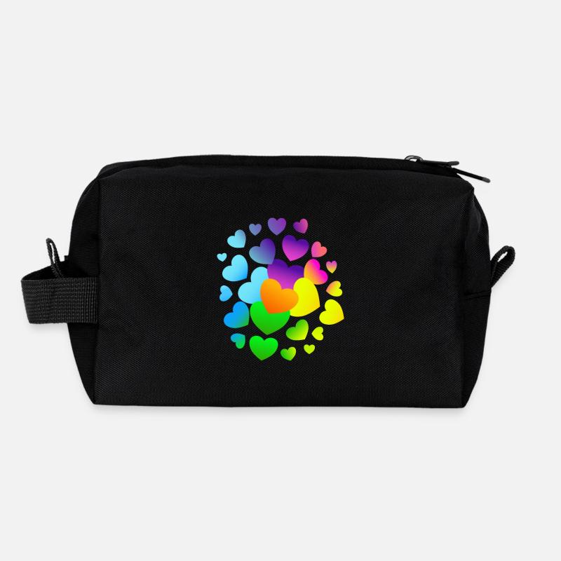 Herzen Herz viele Herzen - Recycelte Kulturtasche - Schwarz