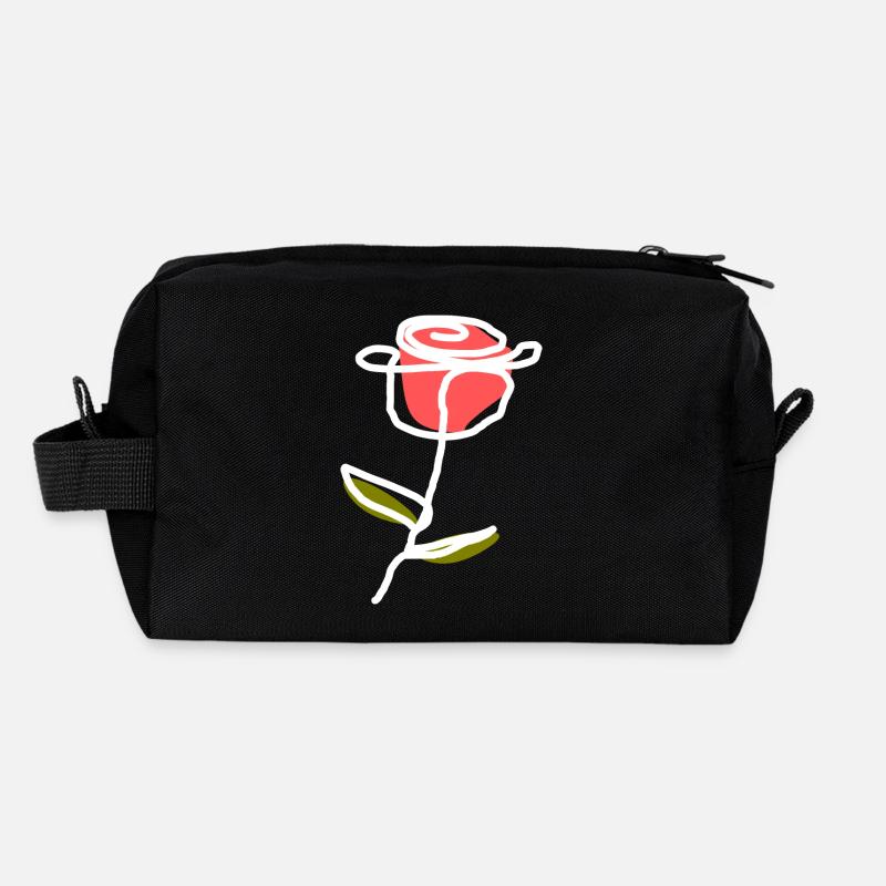 un dessin au trait dessin Fleurs Fleurs Plantes Trousse de toilette en tissu recyclé