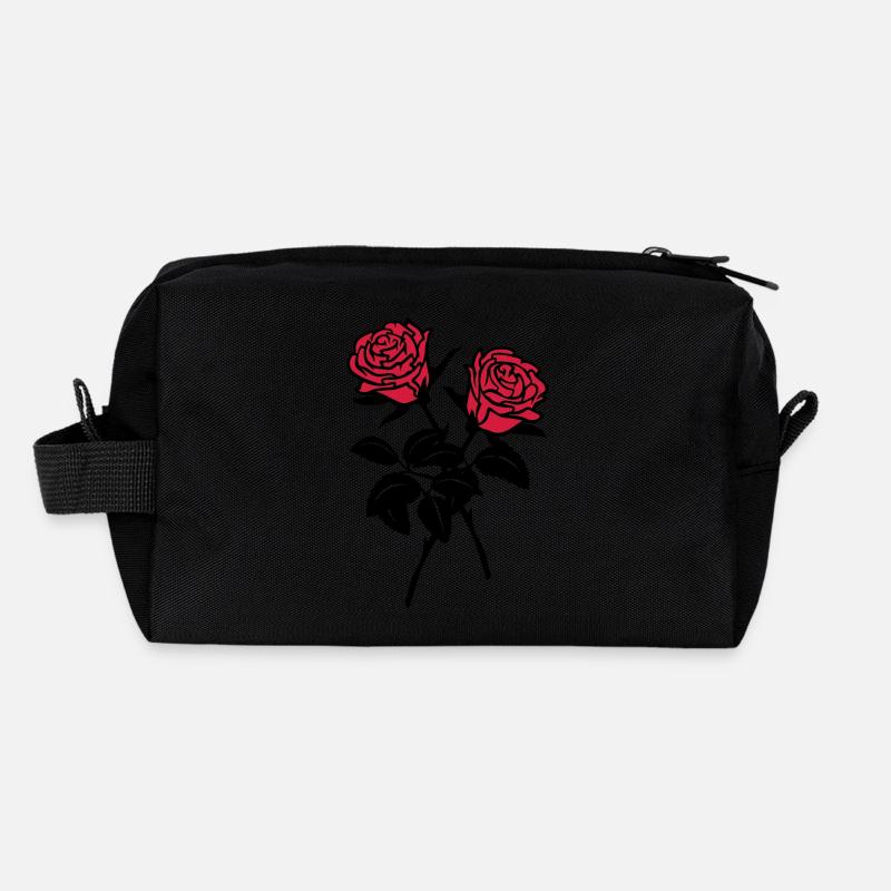 Rosen - Recycelte Kulturtasche - Schwarz