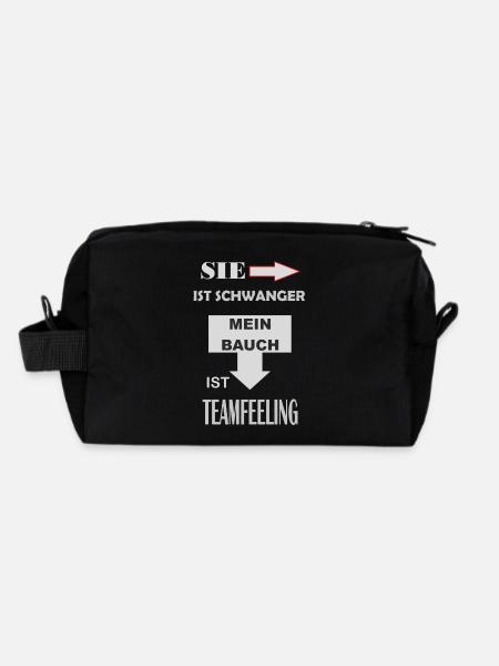 schwanger teamfeeling vater werden - Recycelte Kulturtasche - Schwarz - Hinten