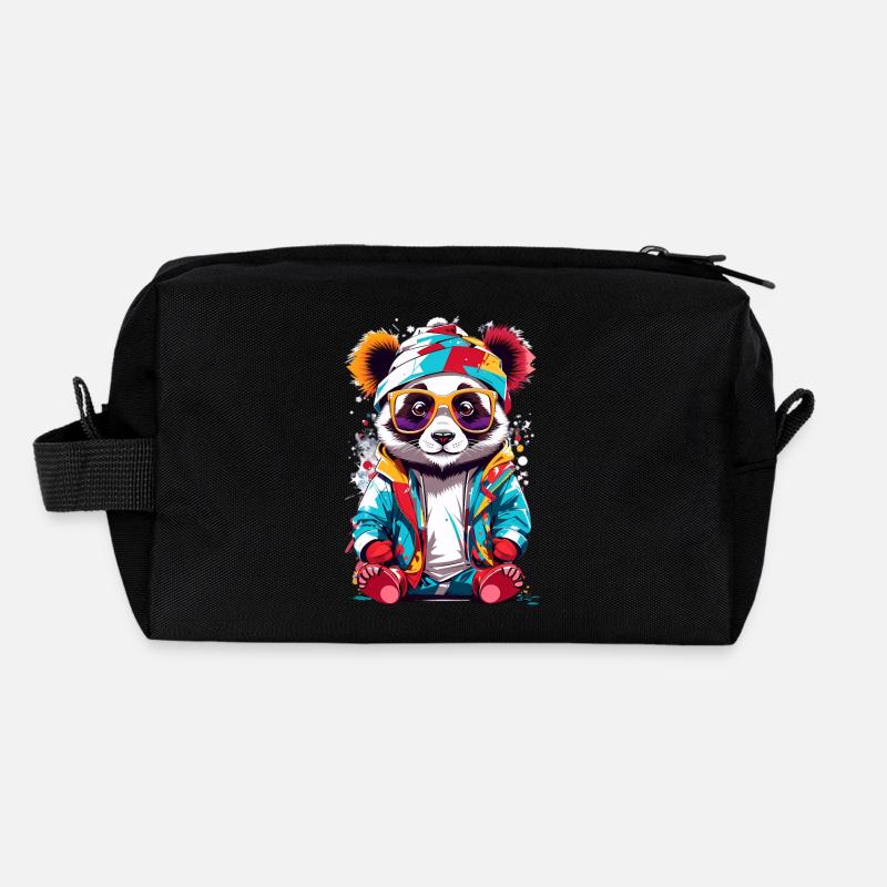 Coole Panda - Recycelte Kulturtasche - Schwarz