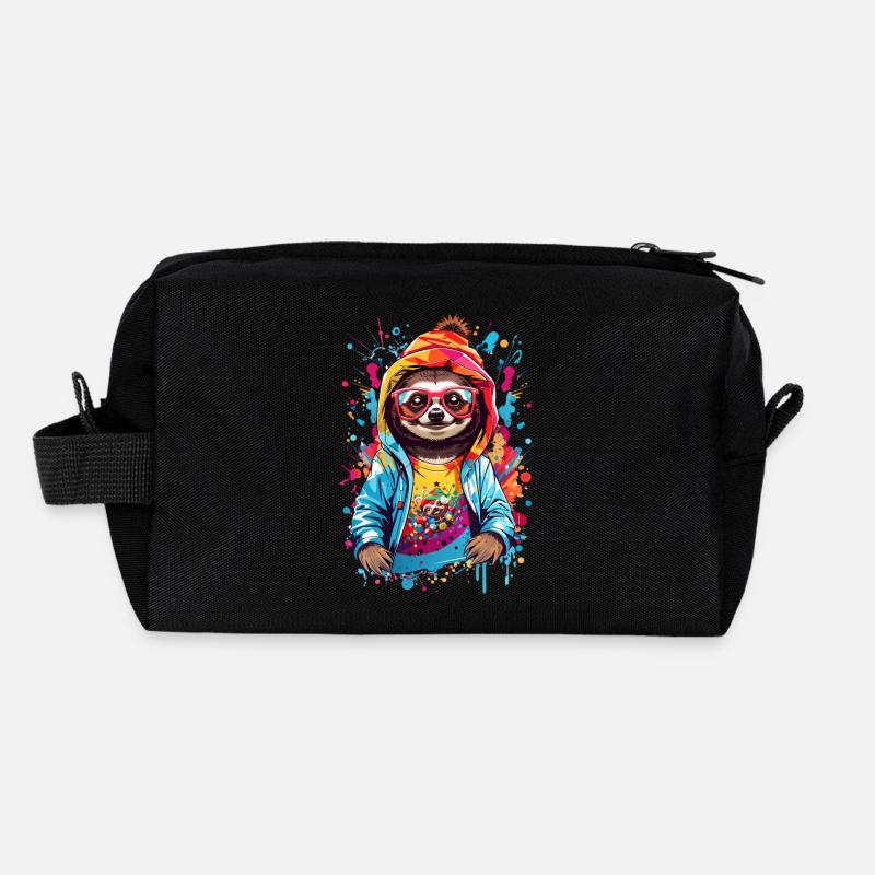 Coole Faultier - Recycelte Kulturtasche - Schwarz