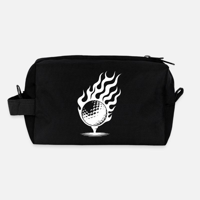 Balle De Golf Sur Tee Burning Fire Flames Style Trousse de toilette en tissu recyclé