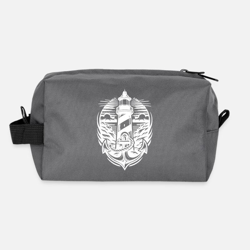 Lighthouse on the coast with anchor Recycled Toiletry Zip Bag