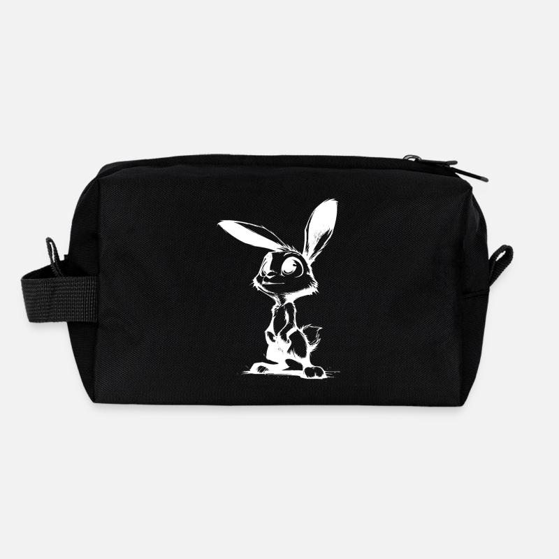 Lapin mignon avec de grands yeux et de grandes oreilles Trousse de toilette en tissu recyclé