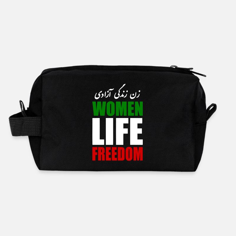 Women life freedom - Recycelte Kulturtasche - Schwarz