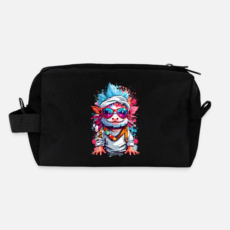 Coole Axolotl - Recycelte Kulturtasche - Schwarz
