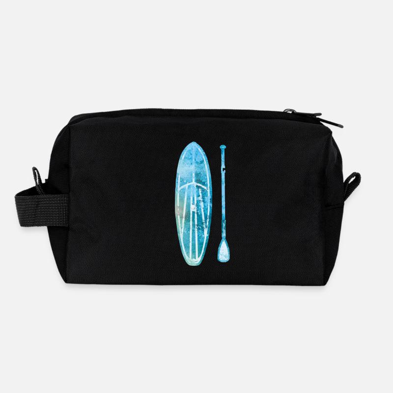 Stand Up Paddle Board SUP with Paddle Watercolor - Recycled Toiletry Zip Bag - black