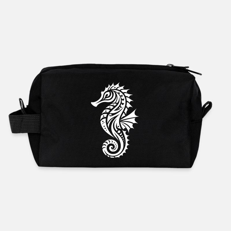 Tribal Wasser Seepferdchen Tattoo Schwimmtraining - Recycelte Kulturtasche - Schwarz