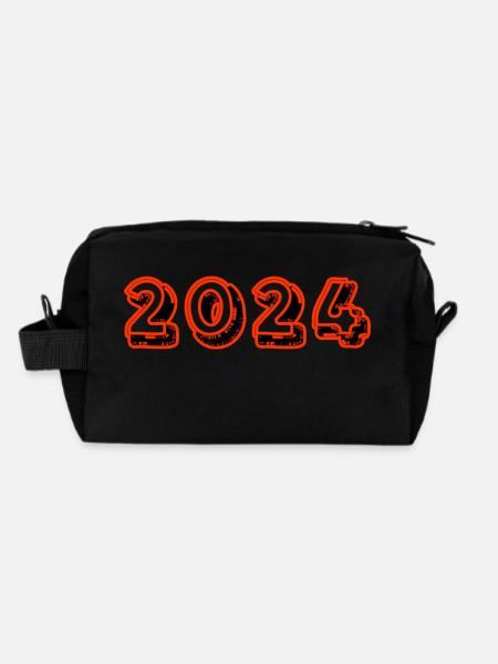 CHRISTMAS. MERRY CHRISTMAS. MERRY CHRISTMAS. NEW YEAR’S DAY - Recycled Toiletry Zip Bag - black - Back
